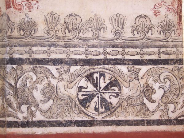 Tritones y flor de lis en la pintura mural del Convento de Tepoztlan